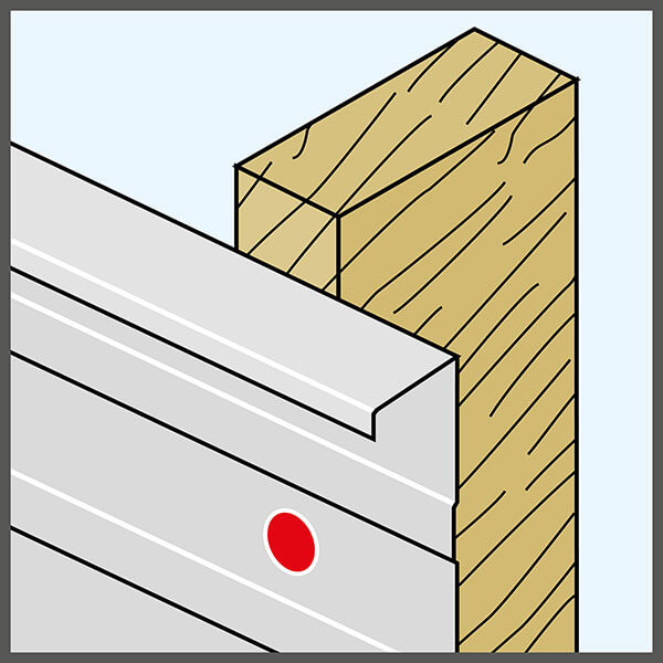 Casete de fachada contra madera